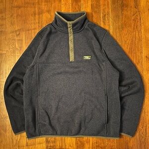L.L. Bean 1/4 Snap Slightly Fitted Blue Gray Fleece Pullover L